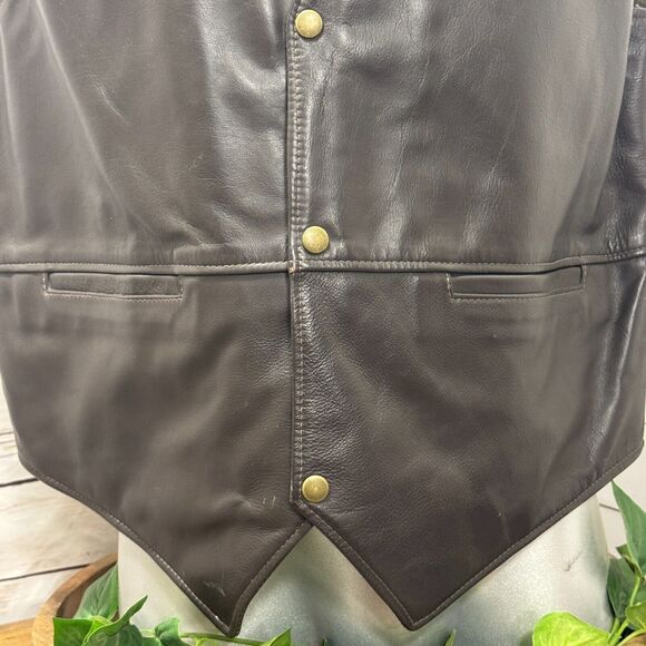 48 Coronado Concealed Carry Snap BROWN Leather Vest Motorcycle Biker Conceal - Picture 2 of 11